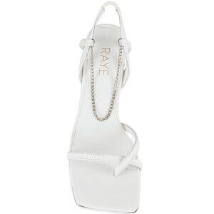 RAYE Margaret Chain Strap Square Heels in White Leather 8 New Womens Sandals